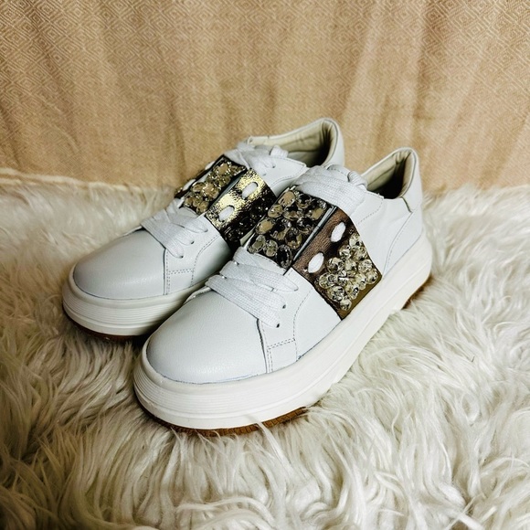 SAINT AIFRIC CRYSTAL WHITE LEATHER SNEAKERS - Picture 4 of 7